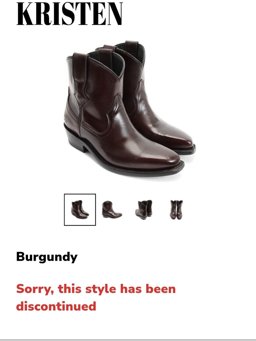 Fluevog Discontinued Ruth Kristen Ladies Deep Burgundy Leather Western Boots